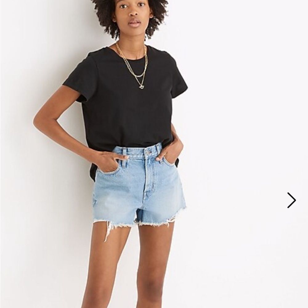 Madewell Light Blue Denim High-Waist Frayed Shorts